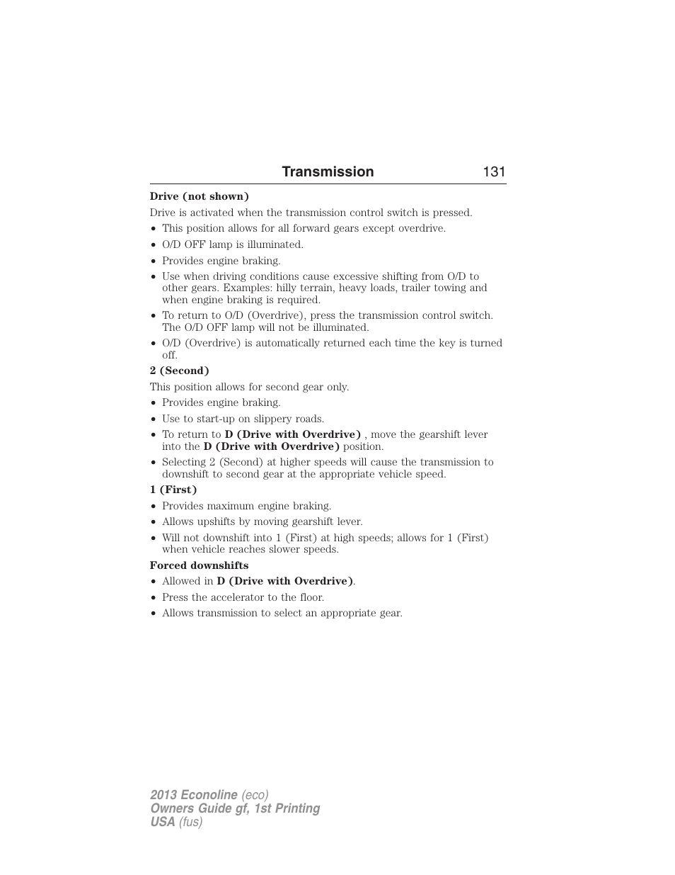 Transmission 131 | FORD 2013 E-450 v.1 User Manual | Page 131 / 416