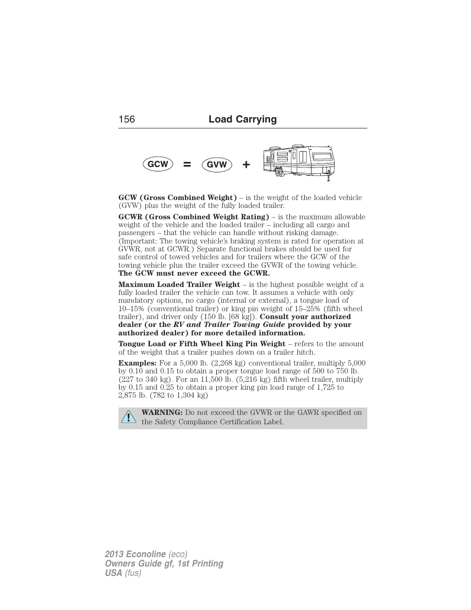 156 load carrying | FORD 2013 E-450 v.1 User Manual | Page 156 / 416