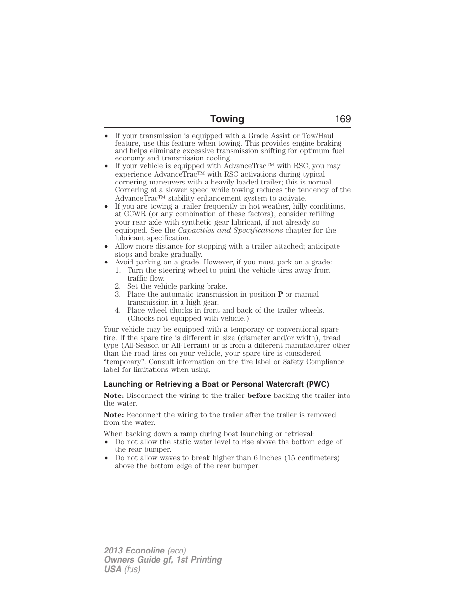 Towing 169 | FORD 2013 E-450 v.1 User Manual | Page 169 / 416