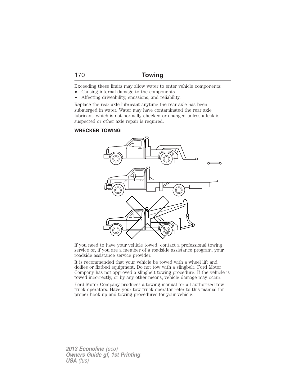 Wrecker towing, 170 towing | FORD 2013 E-450 v.1 User Manual | Page 170 / 416