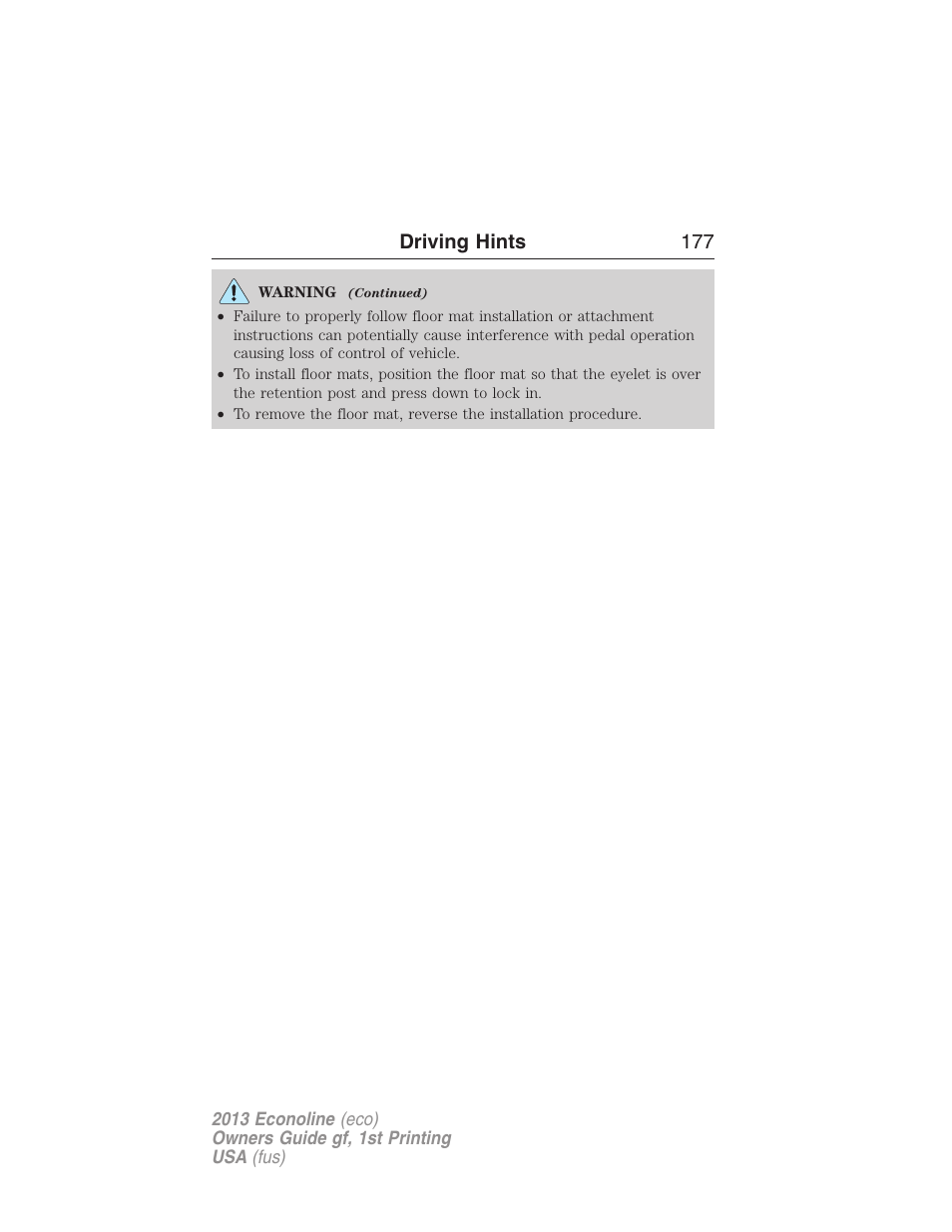 Driving hints 177 | FORD 2013 E-450 v.1 User Manual | Page 177 / 416