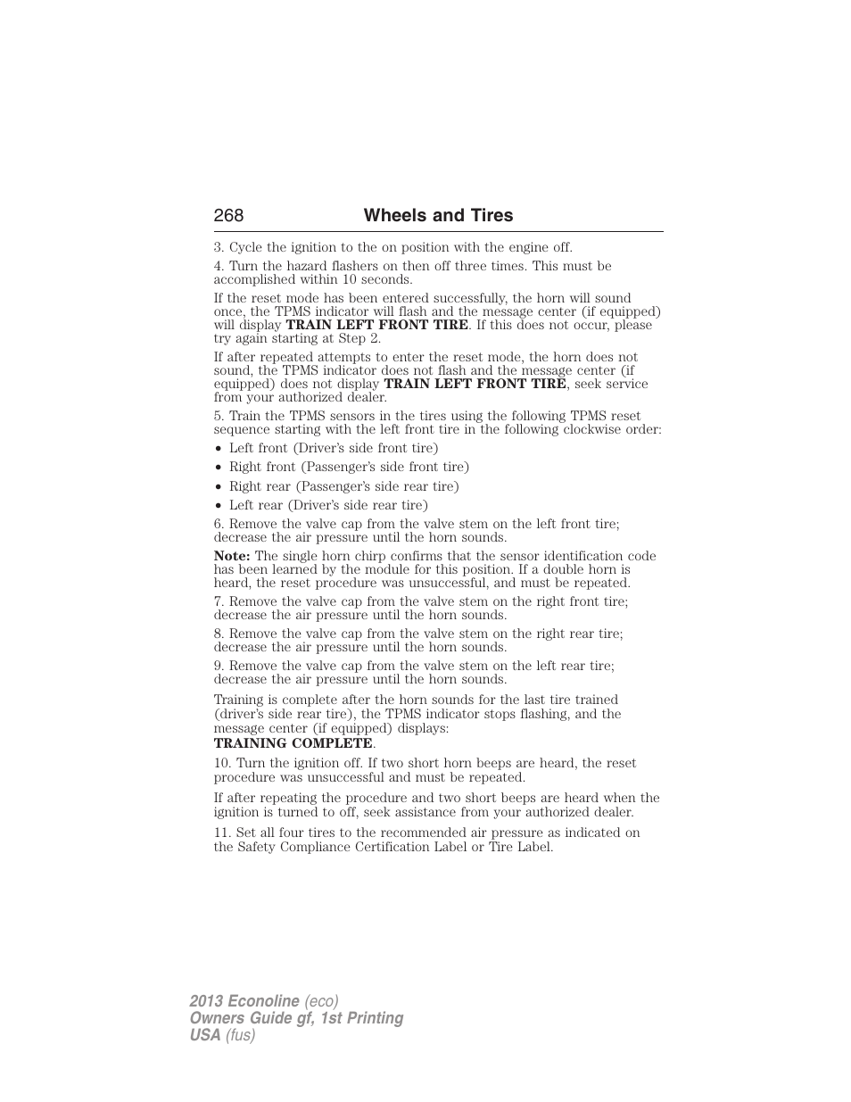 268 wheels and tires | FORD 2013 E-450 v.1 User Manual | Page 268 / 416