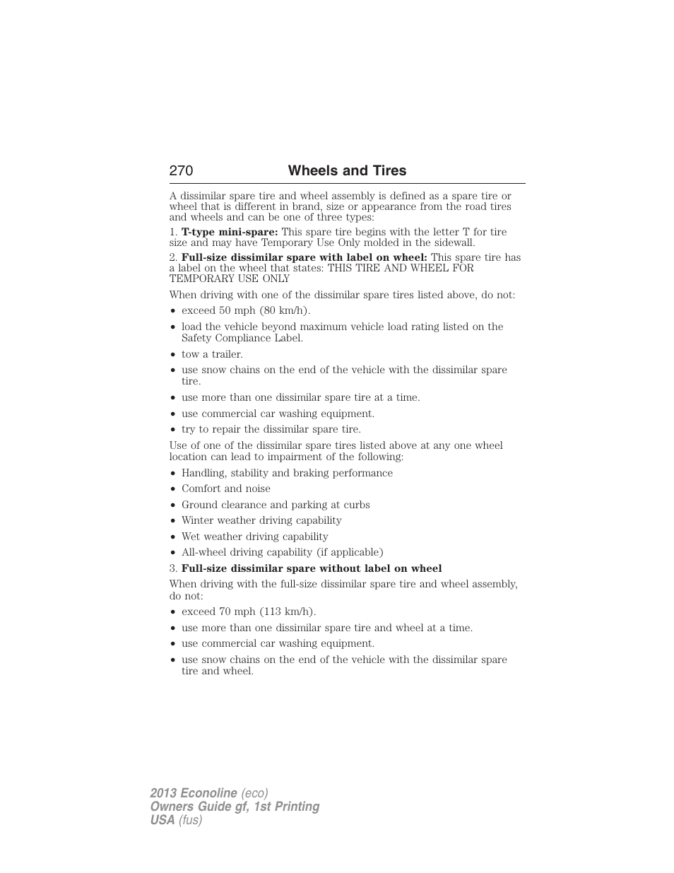 270 wheels and tires | FORD 2013 E-450 v.1 User Manual | Page 270 / 416