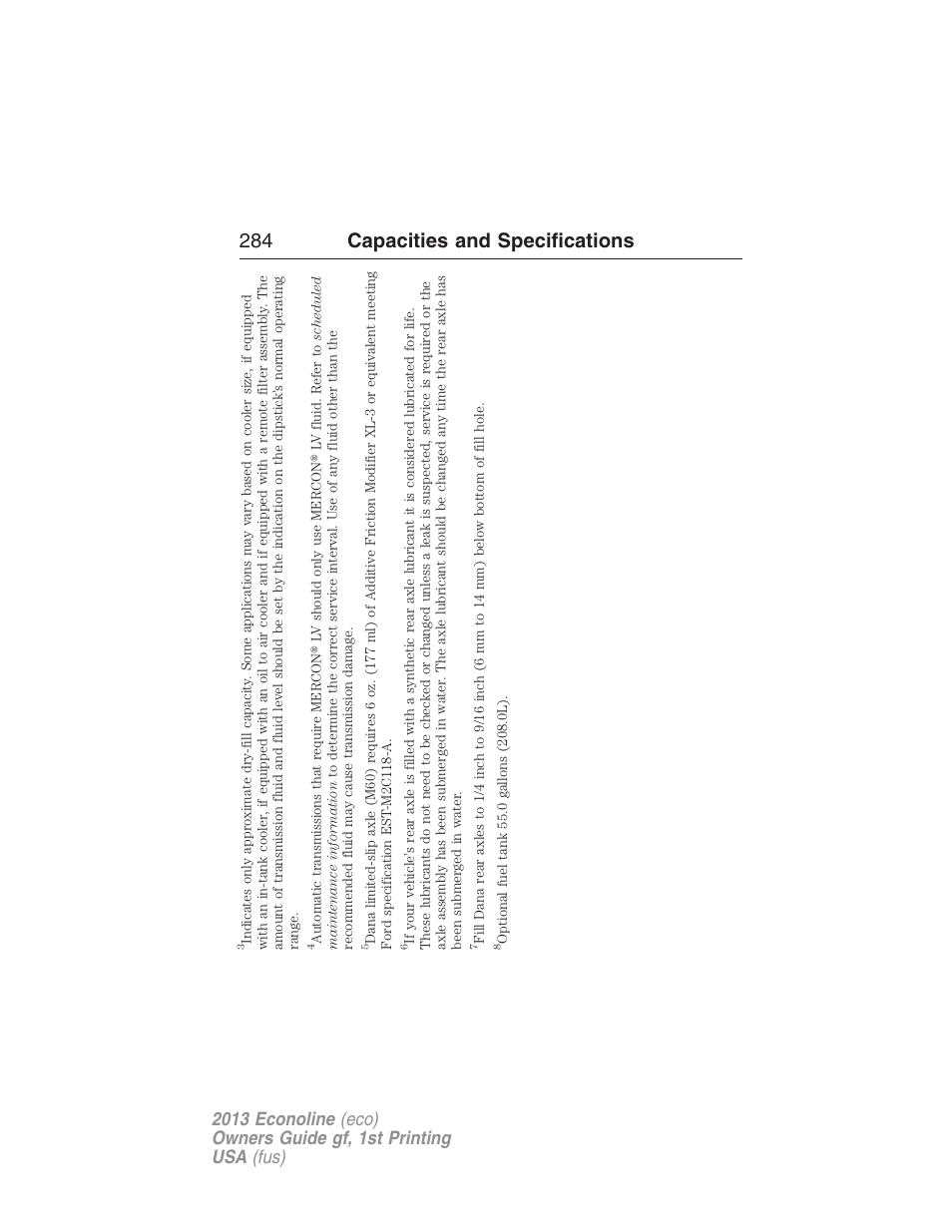 284 capacities and specifications | FORD 2013 E-450 v.1 User Manual | Page 284 / 416
