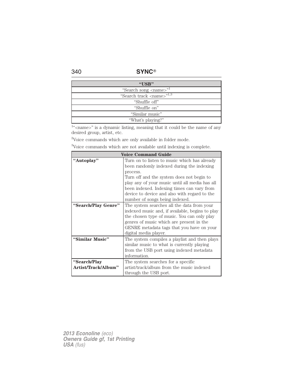 340 sync | FORD 2013 E-450 v.1 User Manual | Page 340 / 416