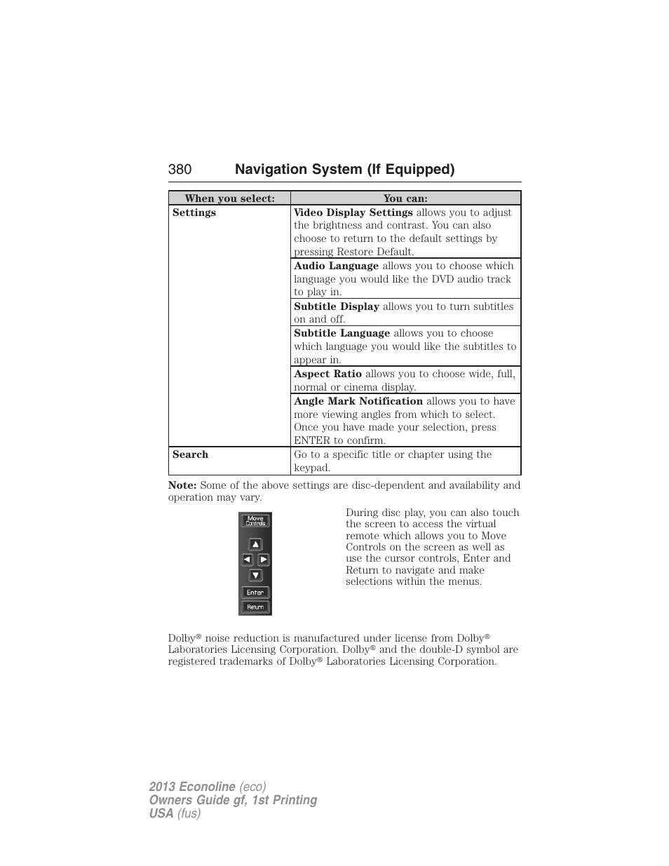 380 navigation system (if equipped) | FORD 2013 E-450 v.1 User Manual | Page 380 / 416