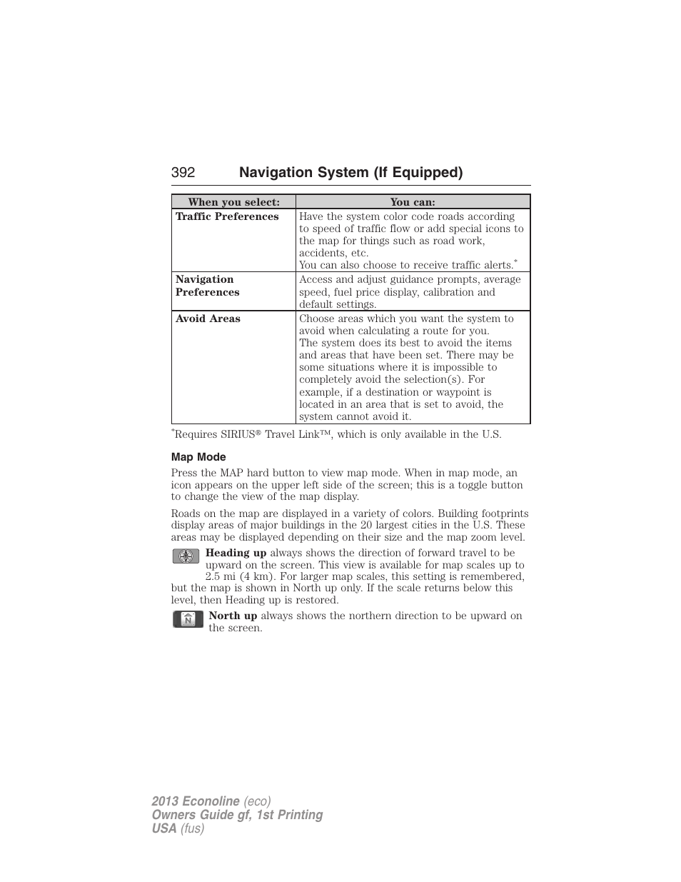 Map mode, 392 navigation system (if equipped) | FORD 2013 E-450 v.1 User Manual | Page 392 / 416