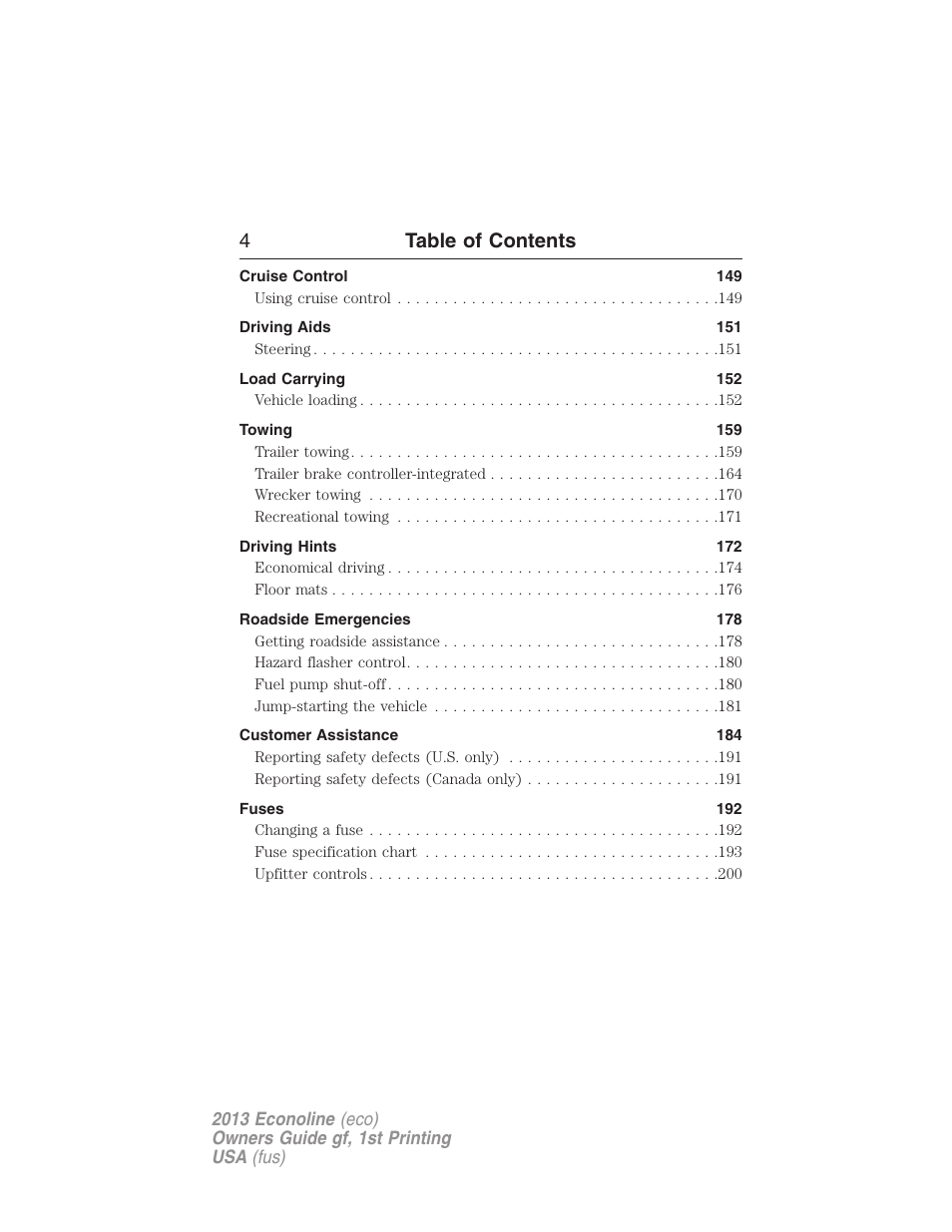 4table of contents | FORD 2013 E-450 v.1 User Manual | Page 4 / 416