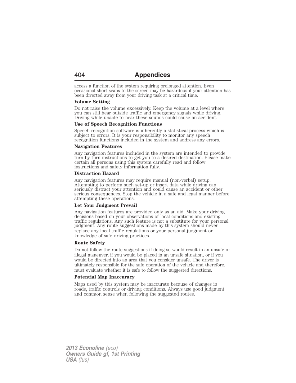 404 appendices | FORD 2013 E-450 v.1 User Manual | Page 404 / 416