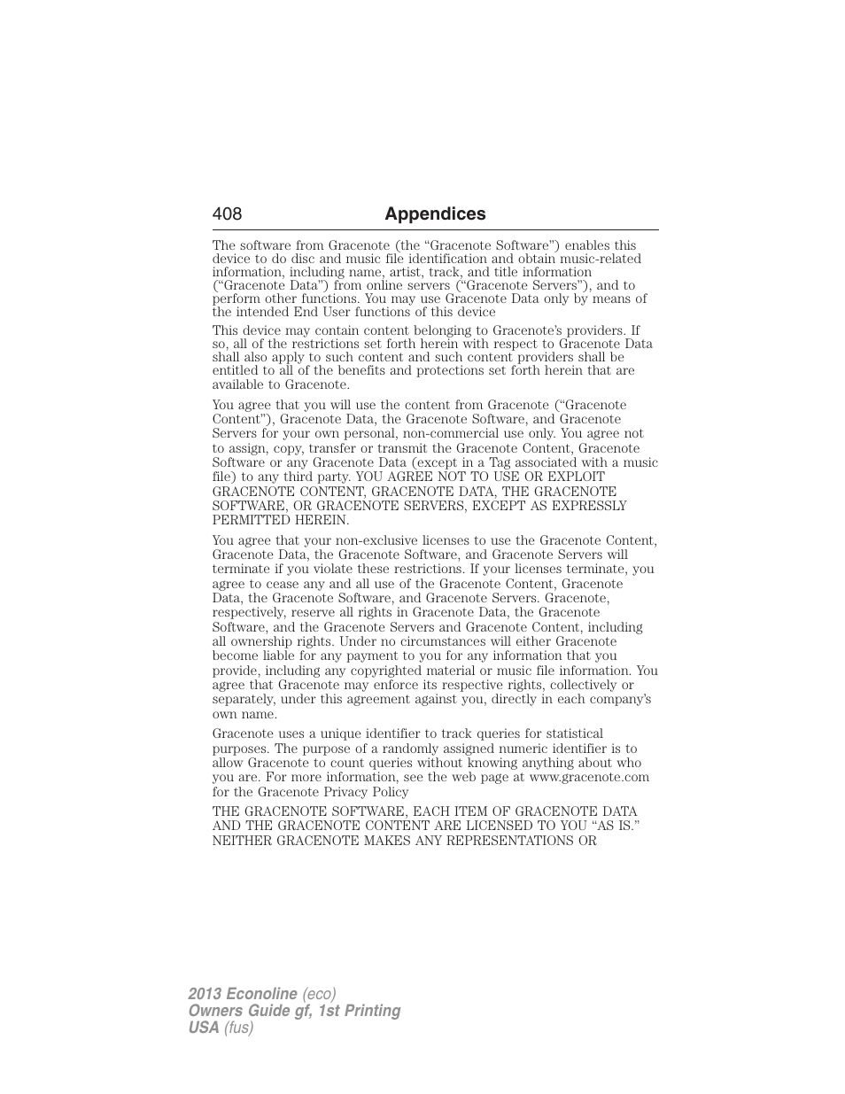 408 appendices | FORD 2013 E-450 v.1 User Manual | Page 408 / 416