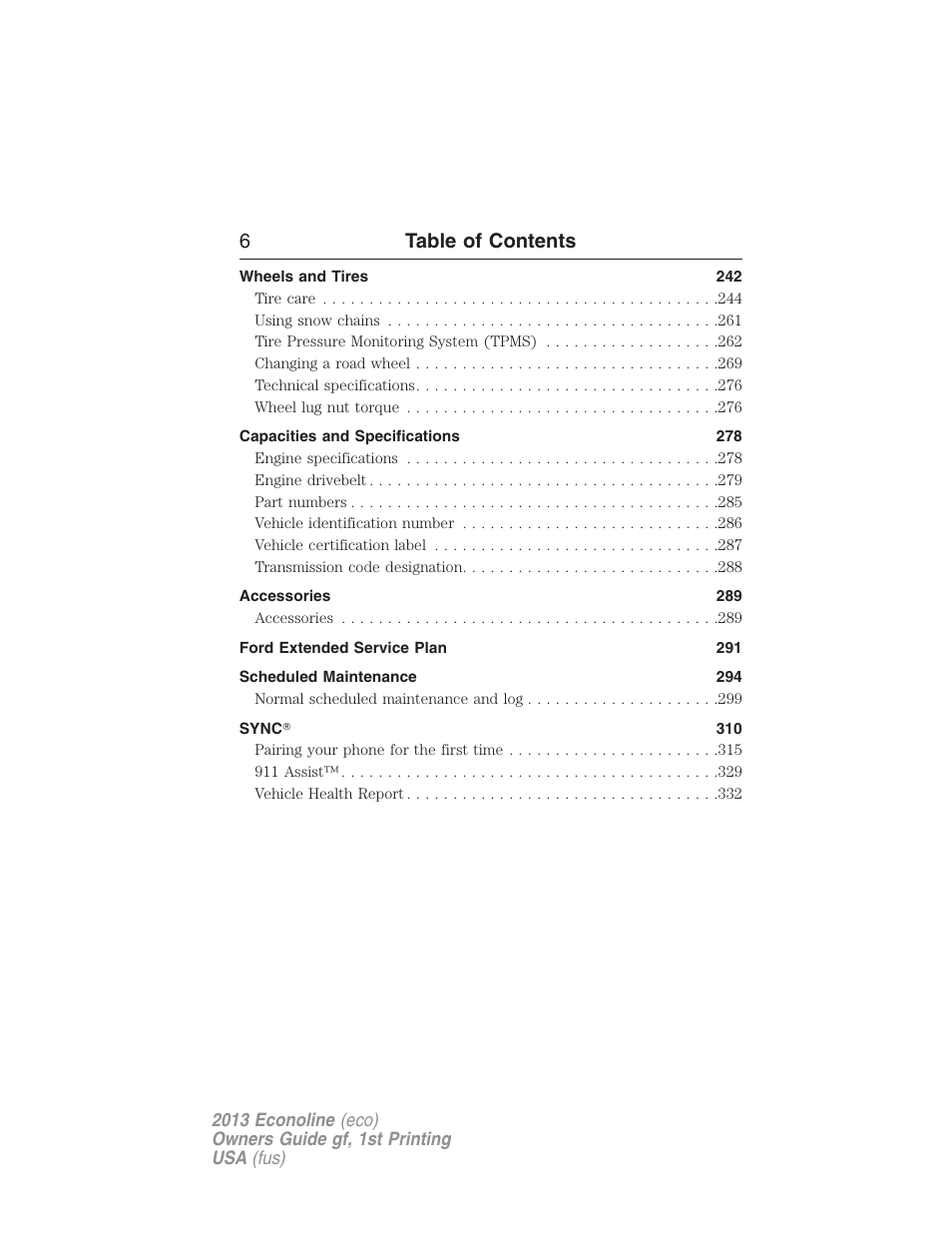 6table of contents | FORD 2013 E-450 v.1 User Manual | Page 6 / 416