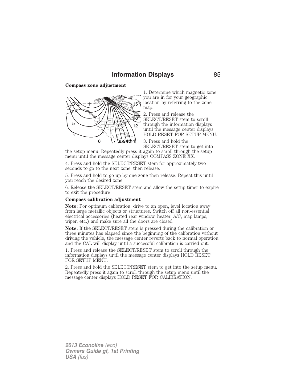 Information displays 85 | FORD 2013 E-450 v.1 User Manual | Page 85 / 416