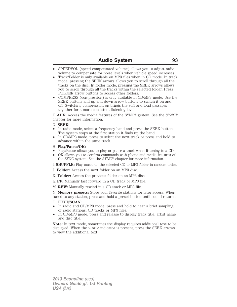 Audio system 93 | FORD 2013 E-450 v.1 User Manual | Page 93 / 416