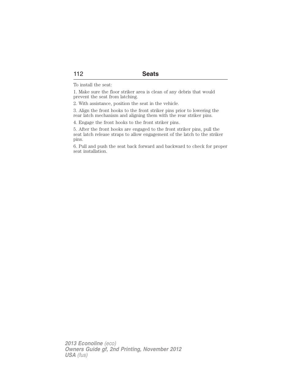 112 seats | FORD 2013 E-450 v.2 User Manual | Page 113 / 437
