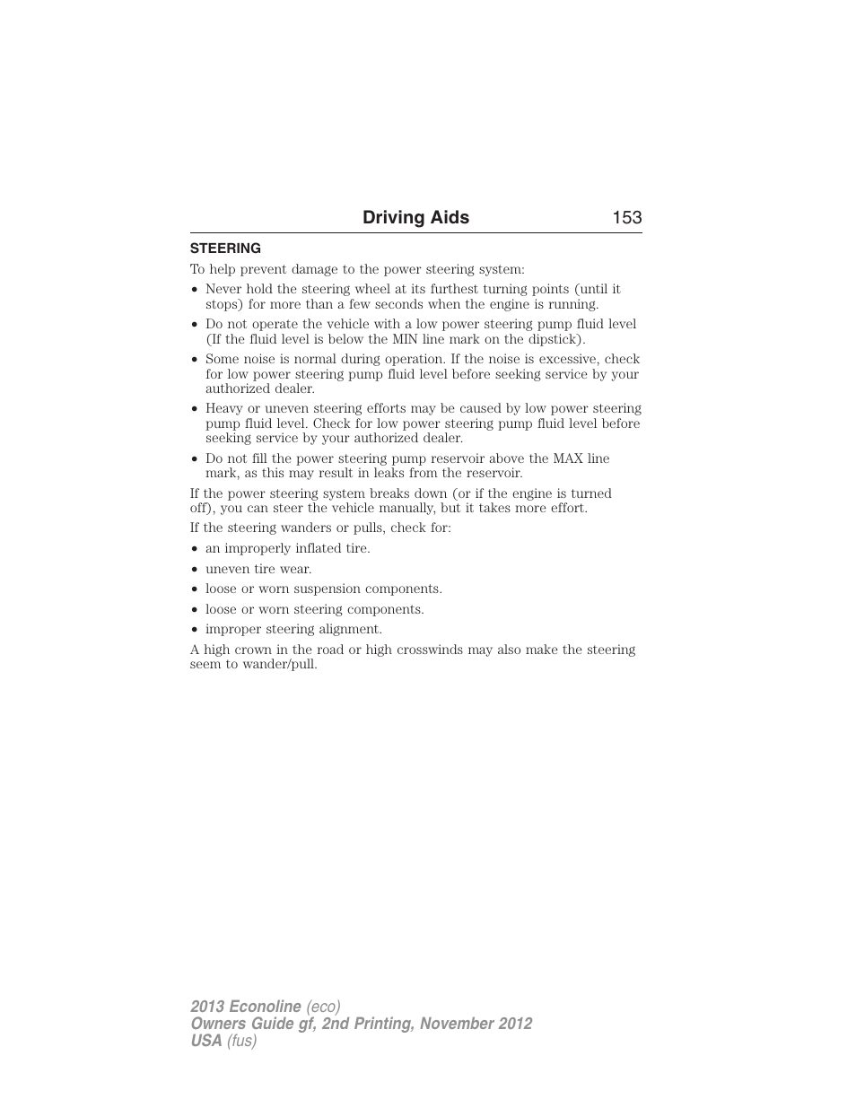 Driving aids, Steering, Driving aids 153 | FORD 2013 E-450 v.2 User Manual | Page 154 / 437