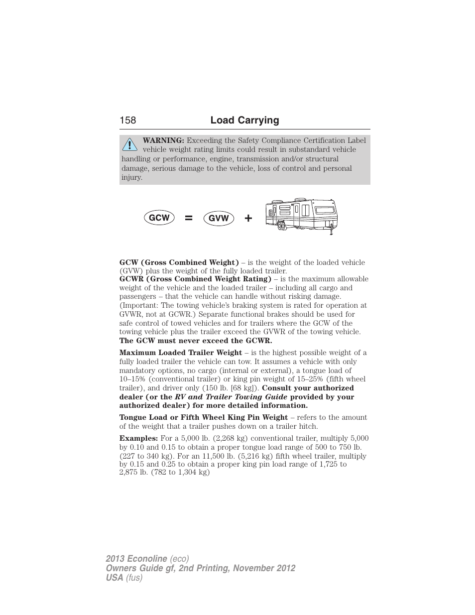 158 load carrying | FORD 2013 E-450 v.2 User Manual | Page 159 / 437