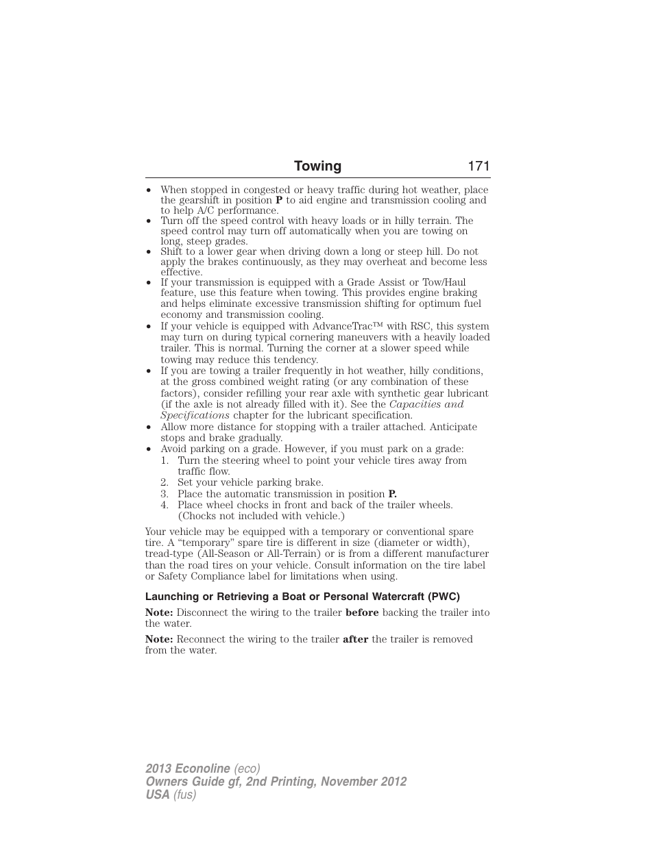 Towing 171 | FORD 2013 E-450 v.2 User Manual | Page 172 / 437
