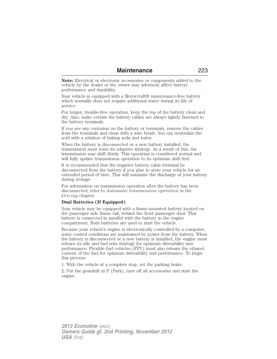 Maintenance 223 | FORD 2013 E-450 v.2 User Manual | Page 224 / 437