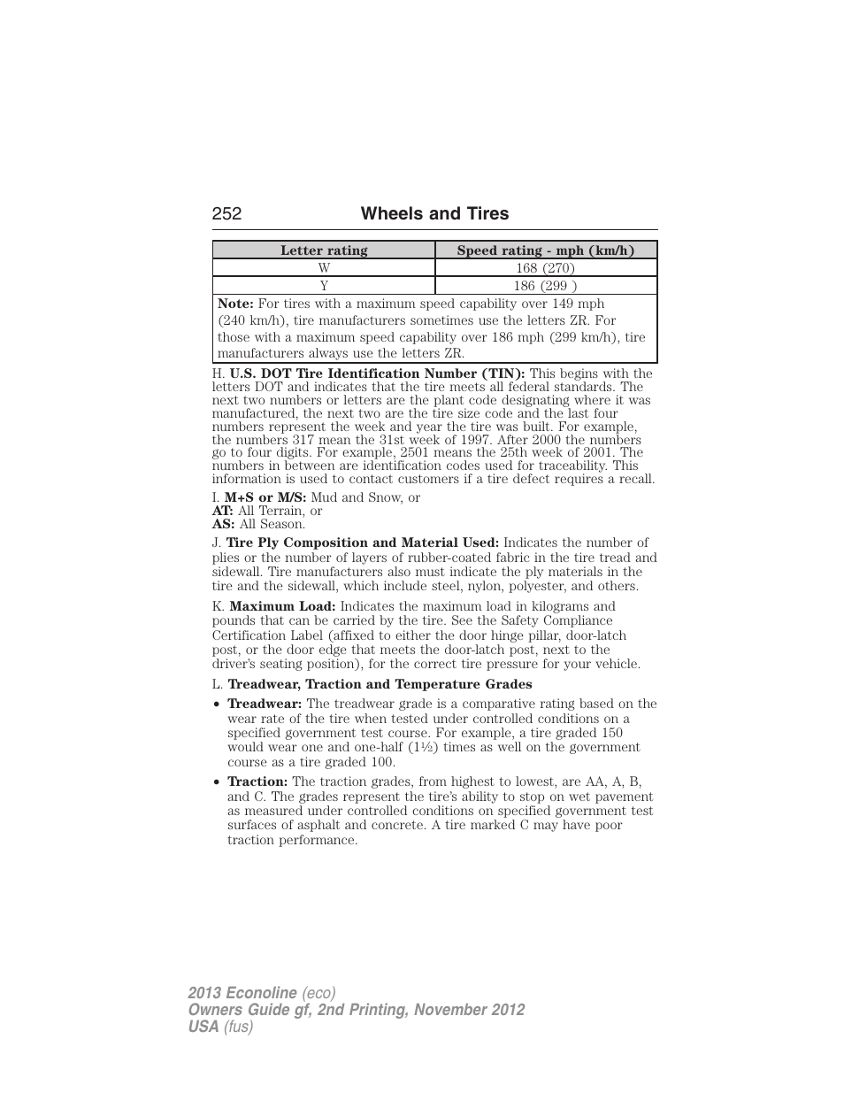 252 wheels and tires | FORD 2013 E-450 v.2 User Manual | Page 253 / 437