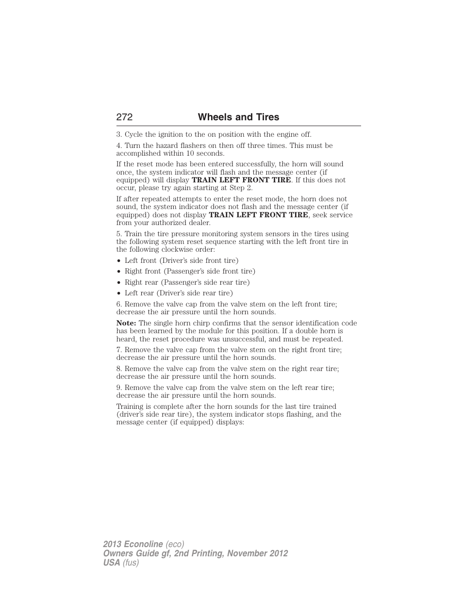 272 wheels and tires | FORD 2013 E-450 v.2 User Manual | Page 273 / 437