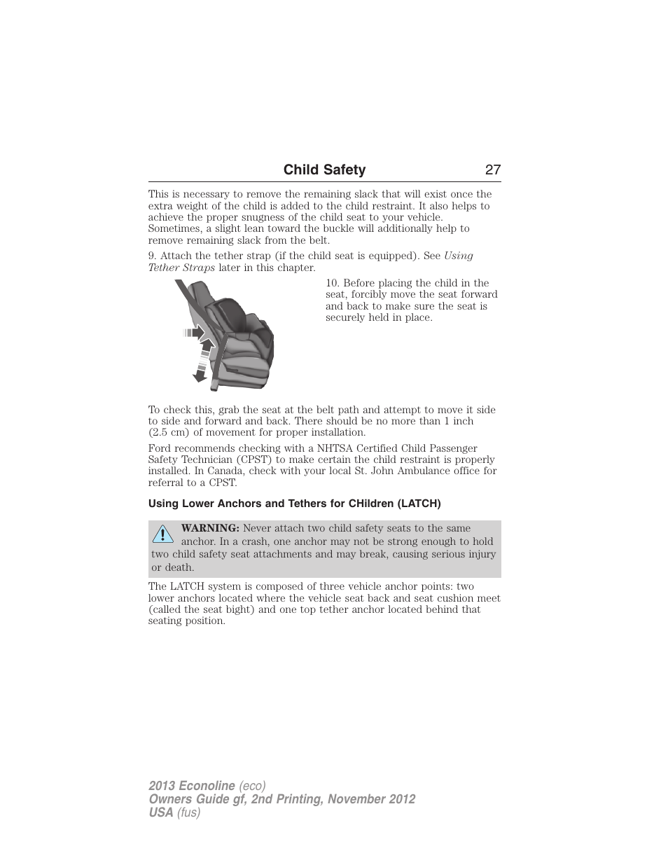 Child safety 27 | FORD 2013 E-450 v.2 User Manual | Page 28 / 437
