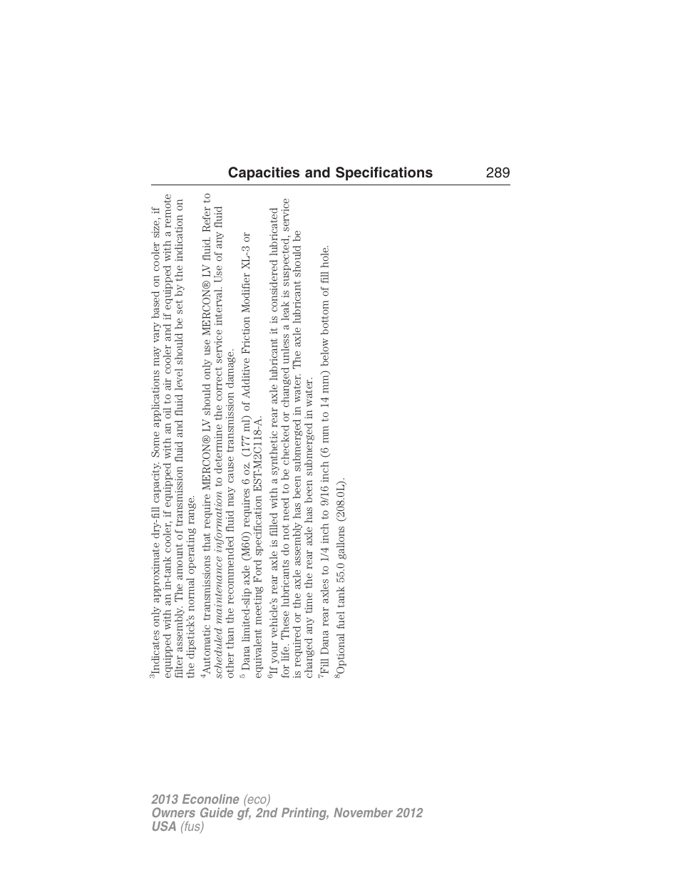 Capacities and specifications 289 | FORD 2013 E-450 v.2 User Manual | Page 290 / 437