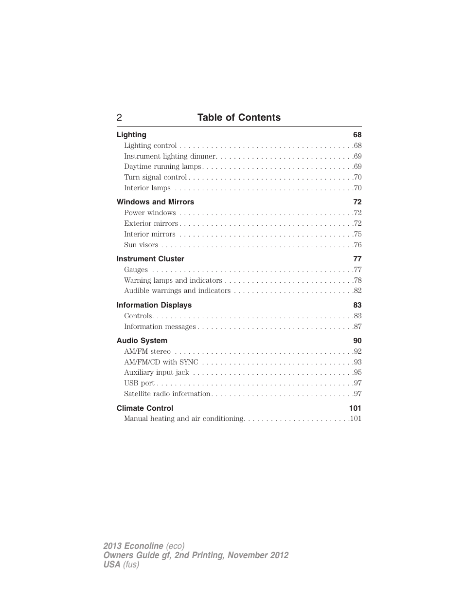 2table of contents | FORD 2013 E-450 v.2 User Manual | Page 3 / 437