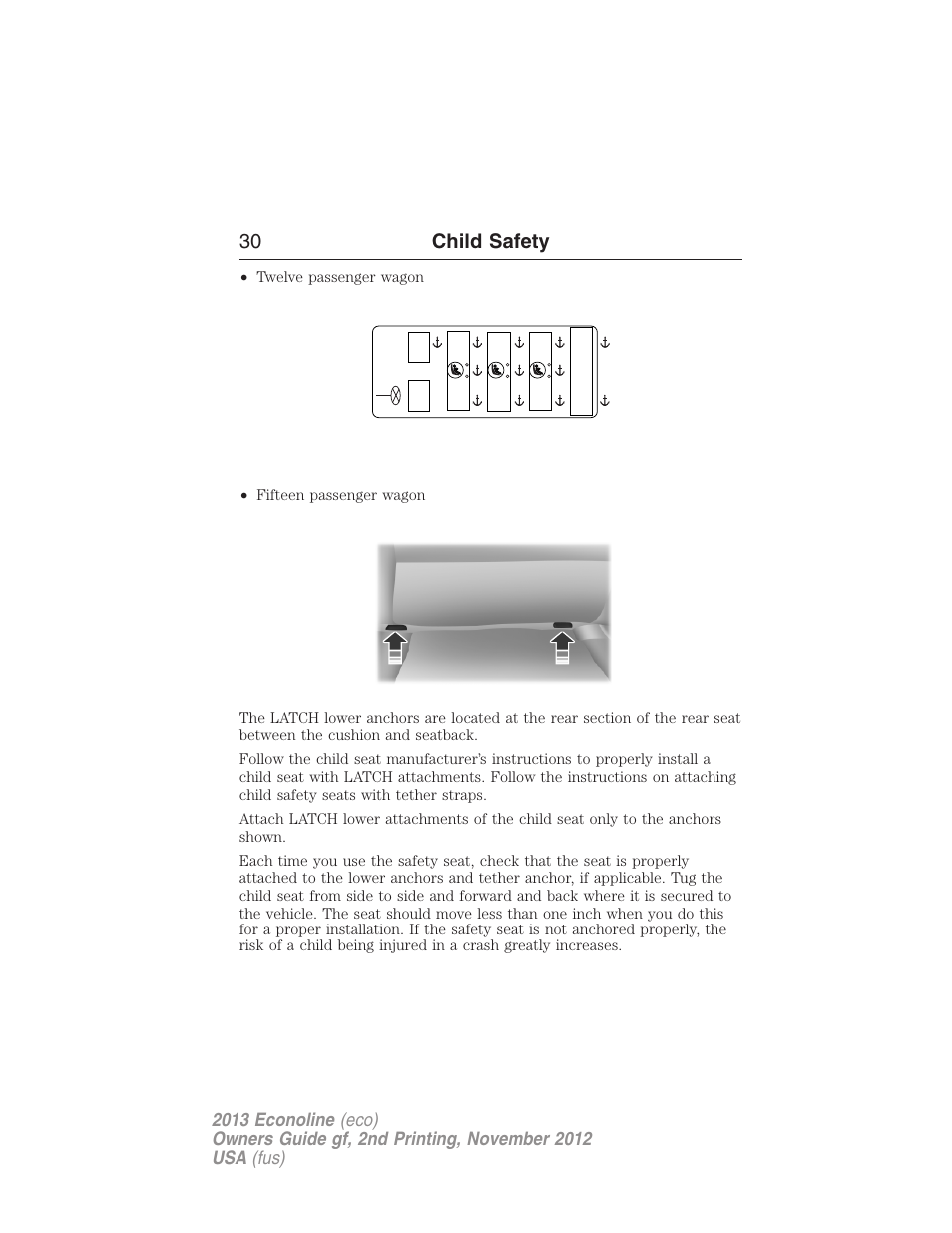 30 child safety | FORD 2013 E-450 v.2 User Manual | Page 31 / 437