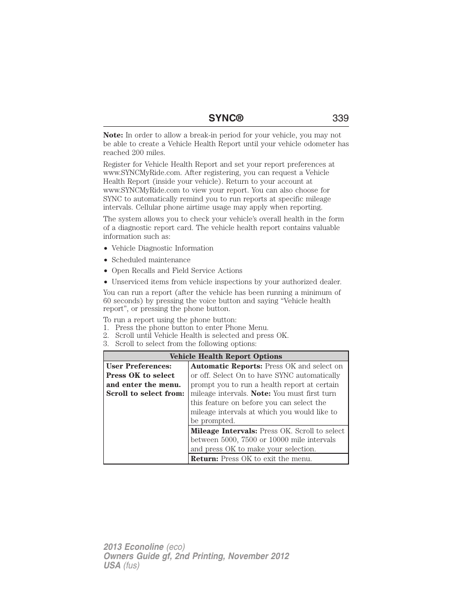 Sync® 339 | FORD 2013 E-450 v.2 User Manual | Page 340 / 437