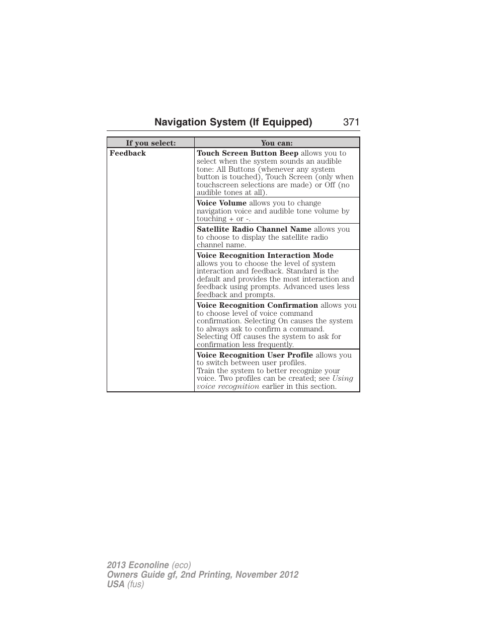 Navigation system (if equipped) 371 | FORD 2013 E-450 v.2 User Manual | Page 372 / 437