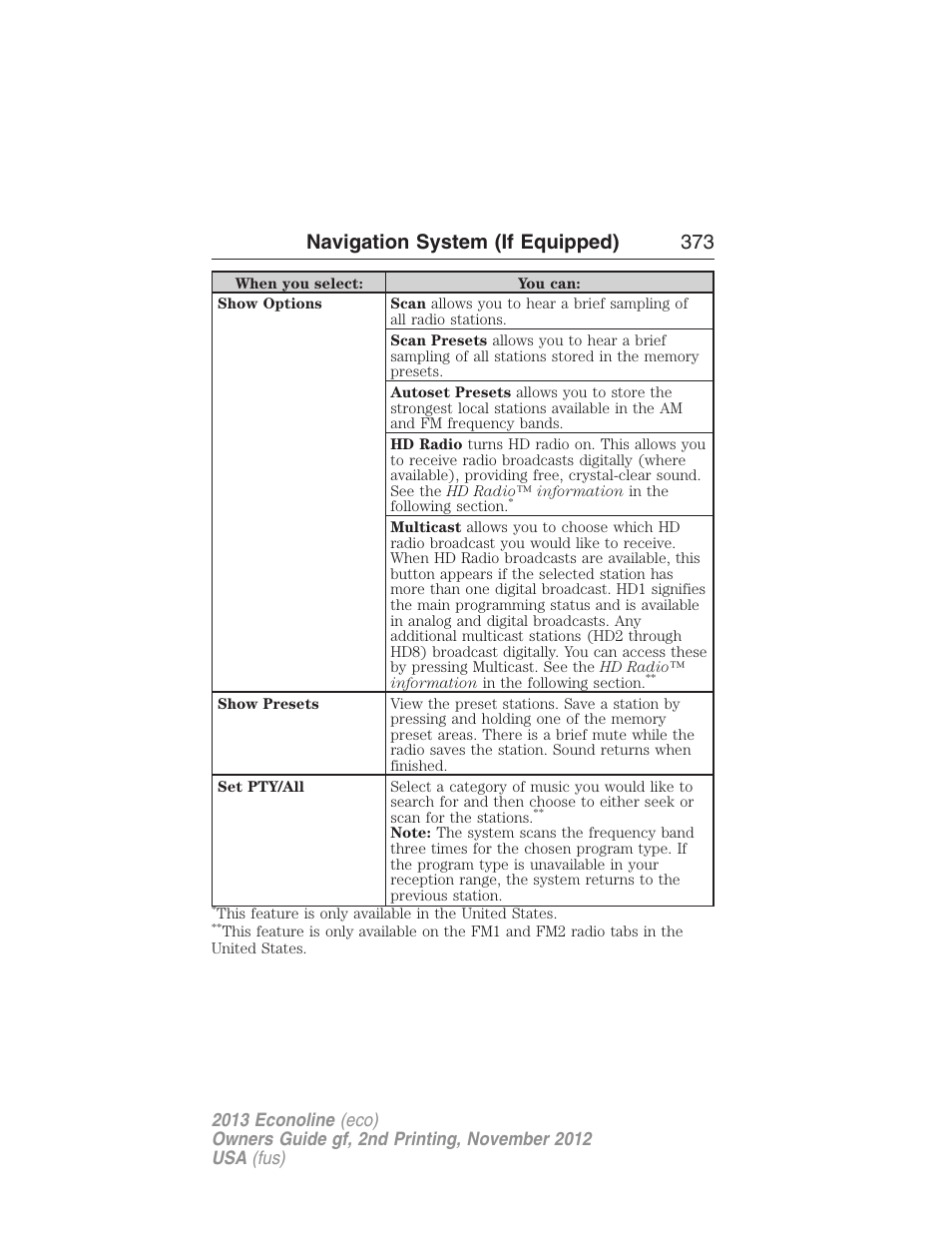 Navigation system (if equipped) 373 | FORD 2013 E-450 v.2 User Manual | Page 374 / 437
