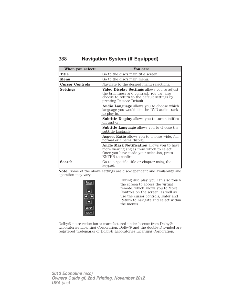 388 navigation system (if equipped) | FORD 2013 E-450 v.2 User Manual | Page 389 / 437