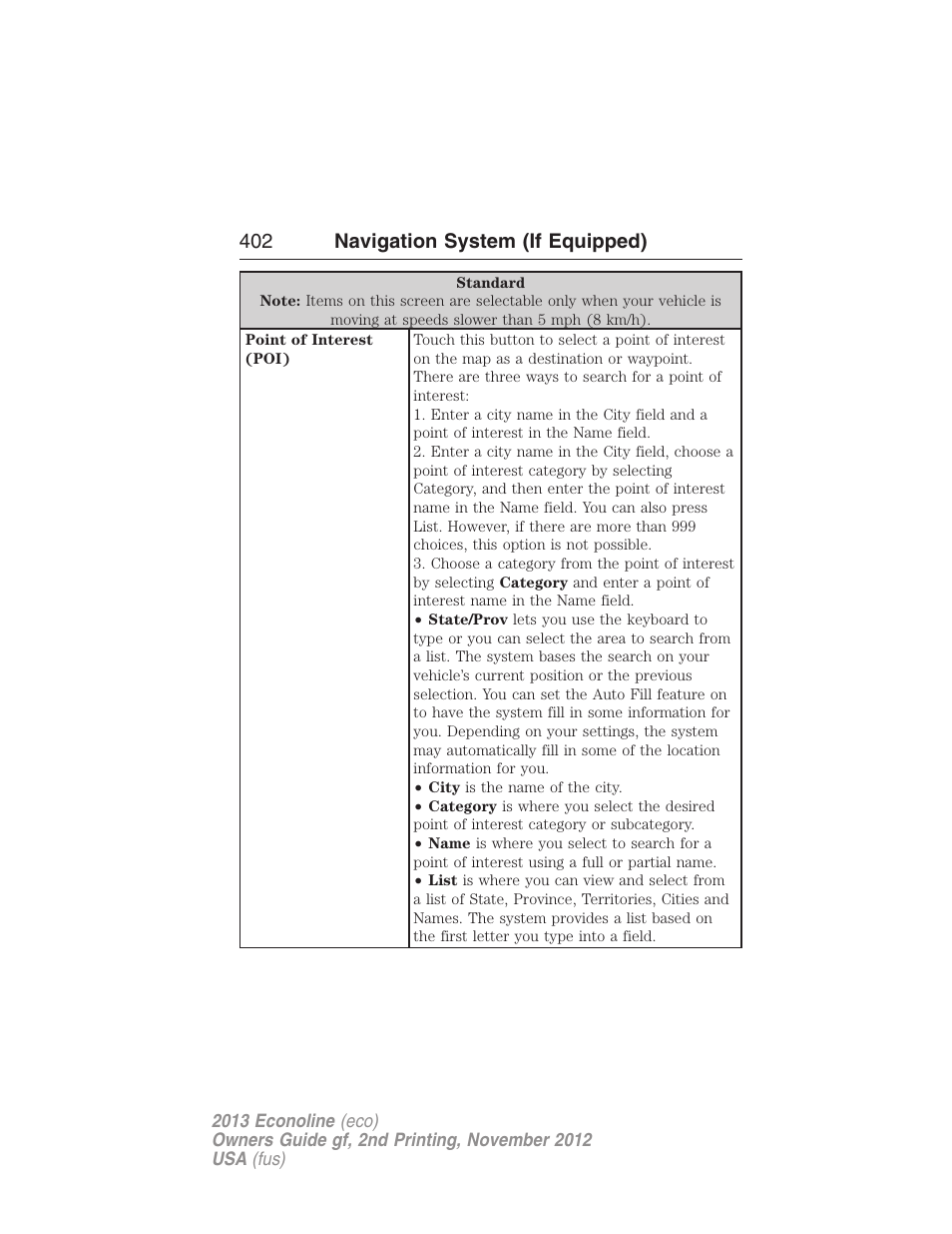 402 navigation system (if equipped) | FORD 2013 E-450 v.2 User Manual | Page 403 / 437