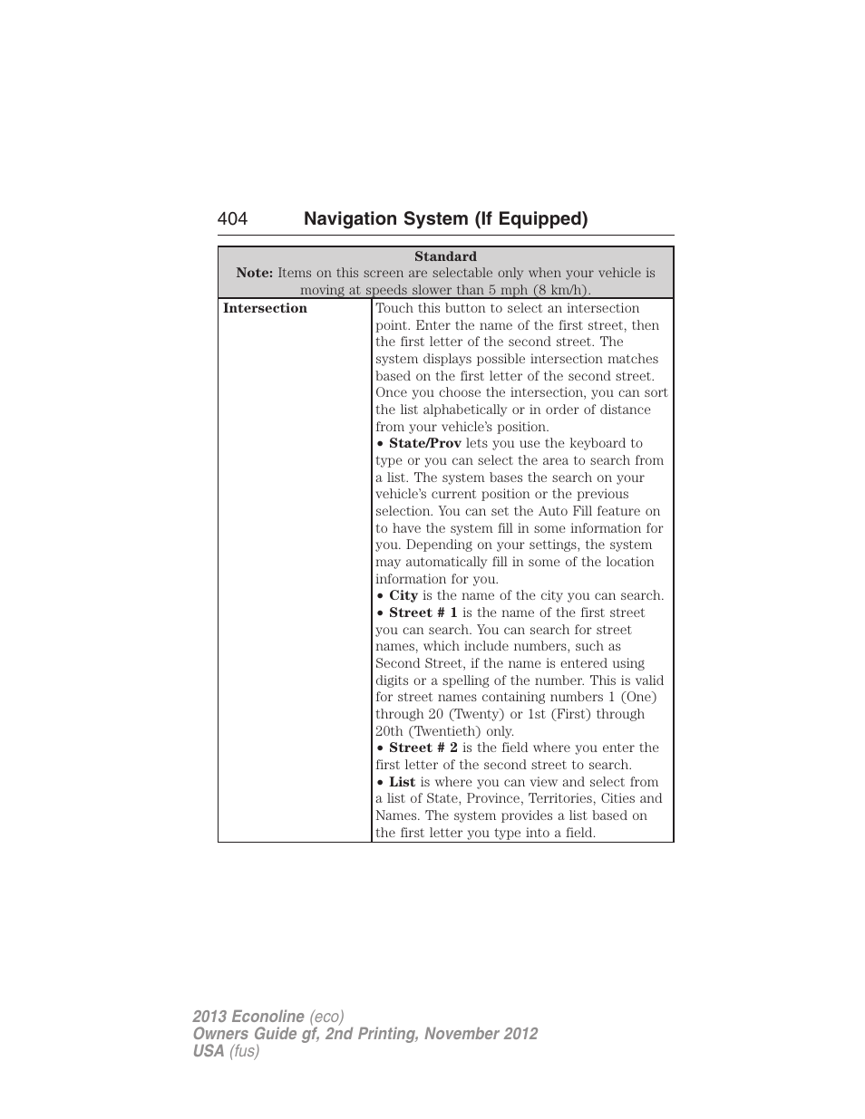 404 navigation system (if equipped) | FORD 2013 E-450 v.2 User Manual | Page 405 / 437