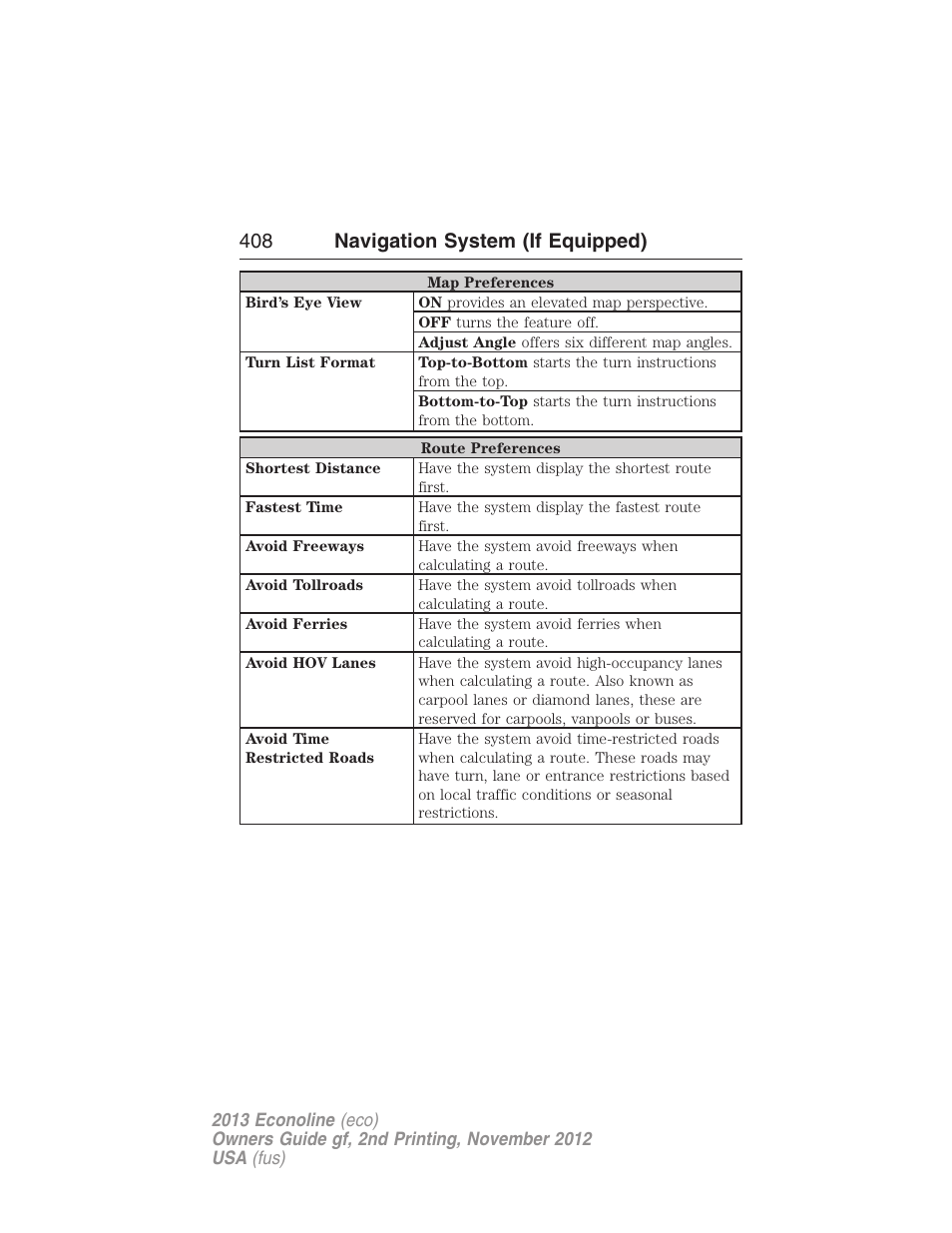 408 navigation system (if equipped) | FORD 2013 E-450 v.2 User Manual | Page 409 / 437