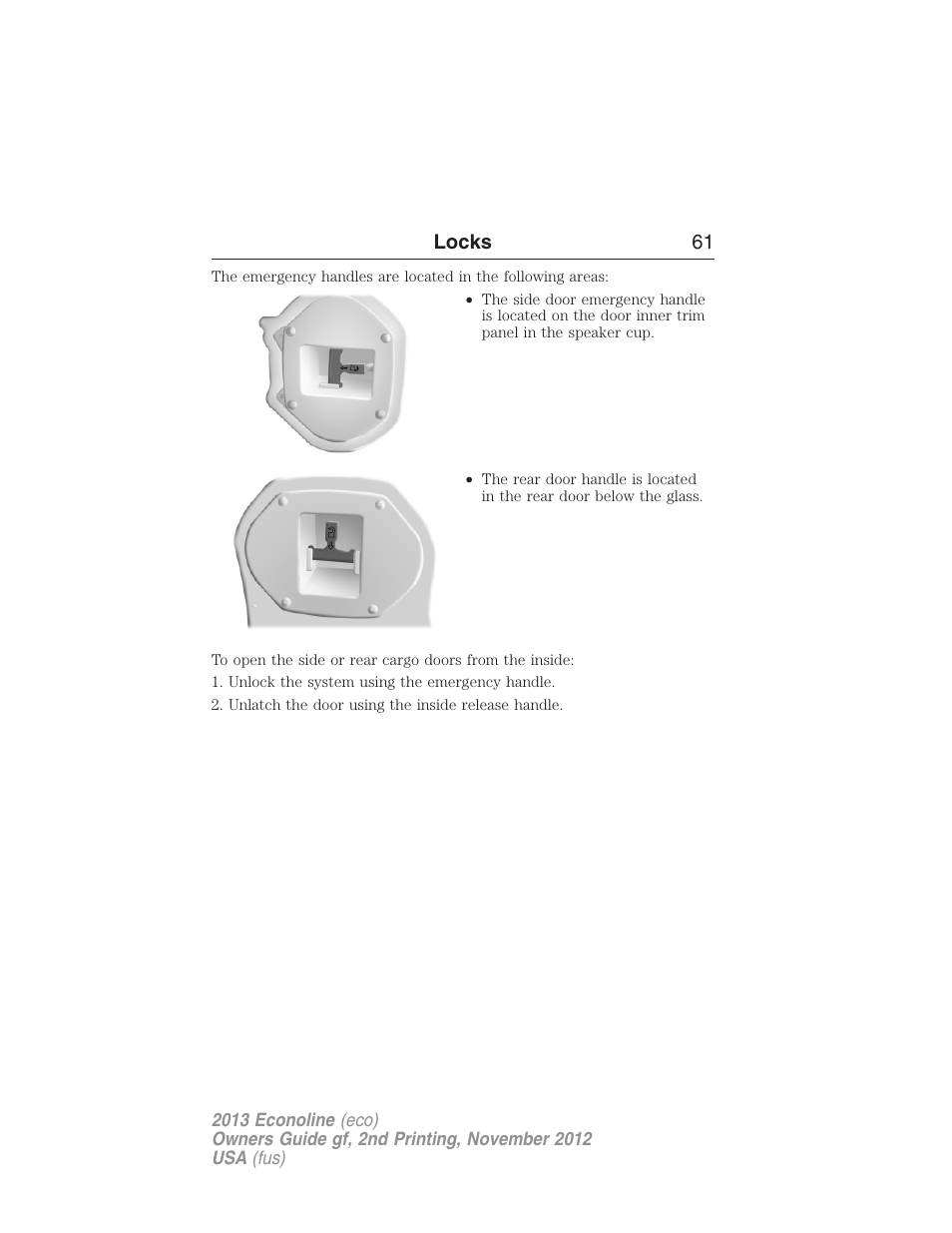 Locks 61 | FORD 2013 E-450 v.2 User Manual | Page 62 / 437