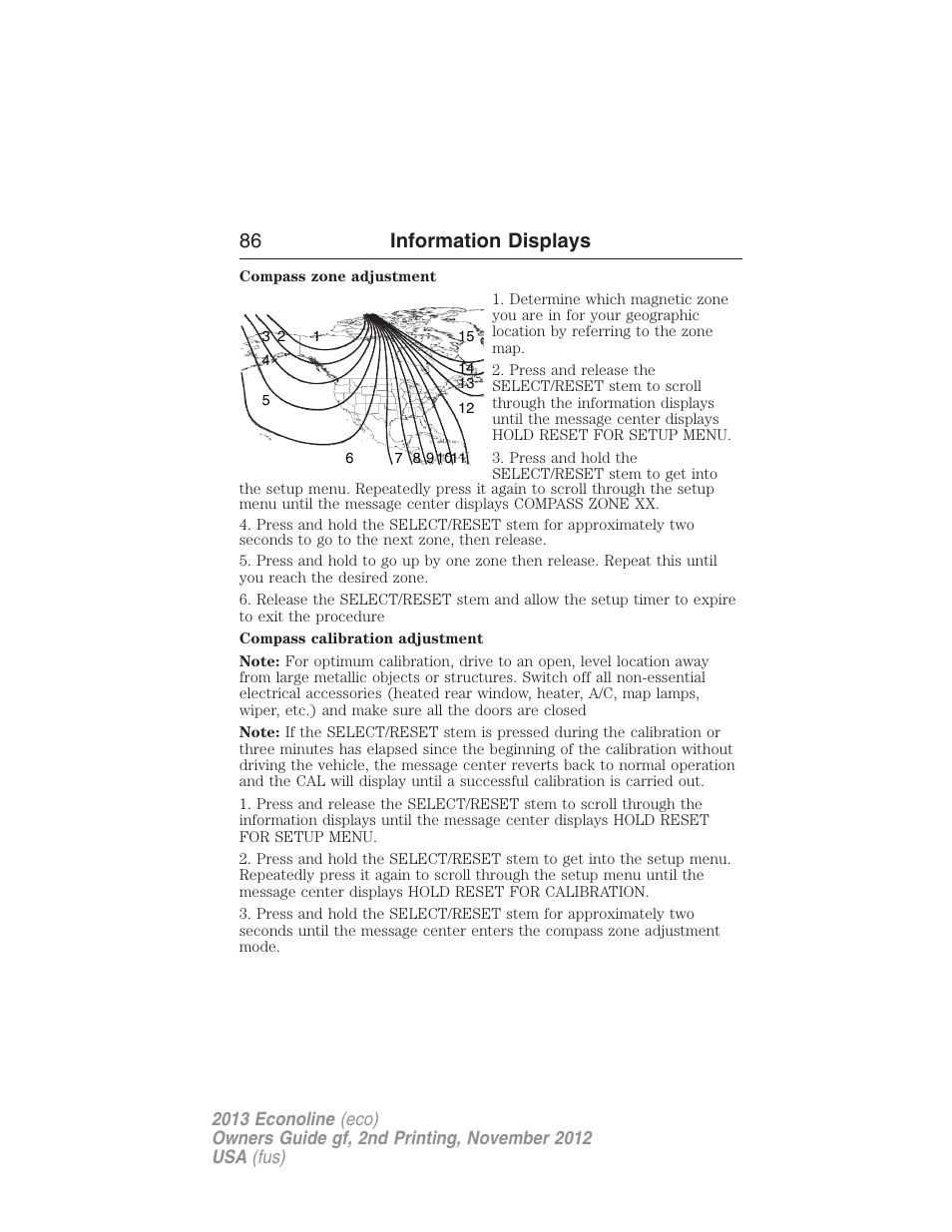 86 information displays | FORD 2013 E-450 v.2 User Manual | Page 87 / 437