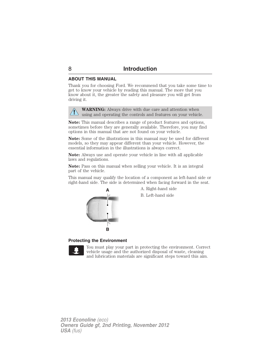 Introduction, About this manual, Protecting the environment | 8introduction | FORD 2013 E-450 v.2 User Manual | Page 9 / 437