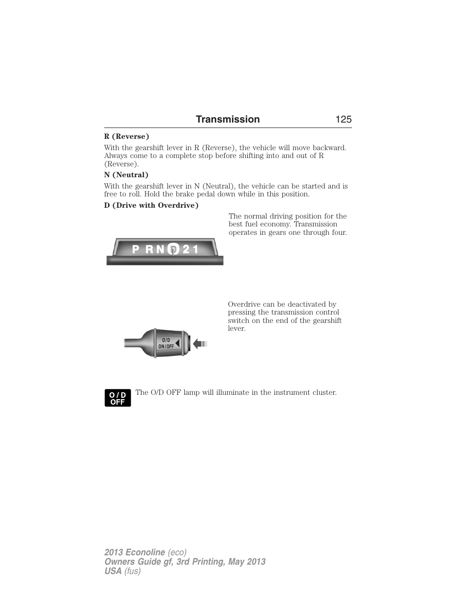 Transmission 125 | FORD 2013 E-450 v.3 User Manual | Page 126 / 444