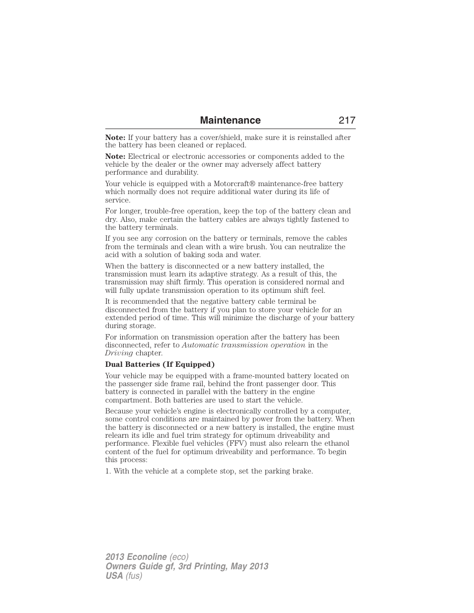 Maintenance 217 | FORD 2013 E-450 v.3 User Manual | Page 218 / 444