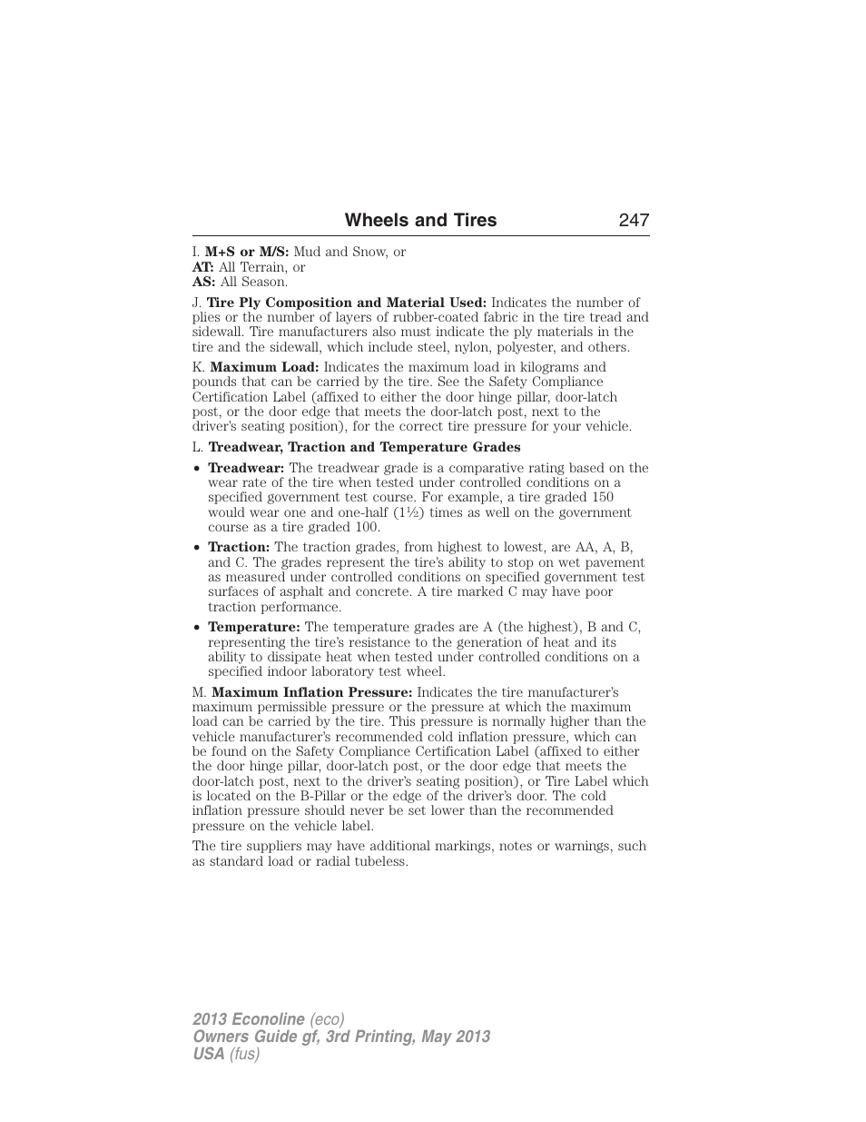 Wheels and tires 247 | FORD 2013 E-450 v.3 User Manual | Page 248 / 444