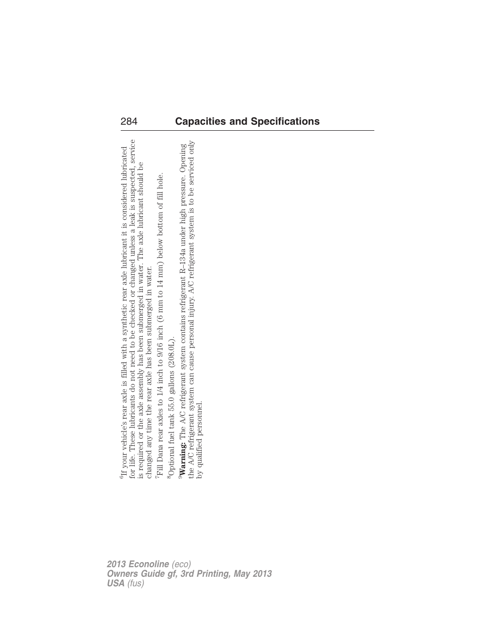 284 capacities and specifications | FORD 2013 E-450 v.3 User Manual | Page 285 / 444