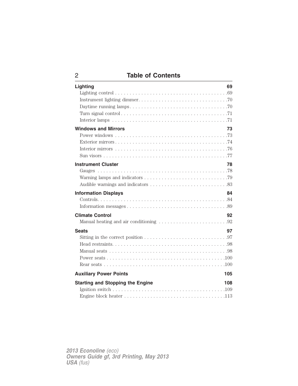 2table of contents | FORD 2013 E-450 v.3 User Manual | Page 3 / 444