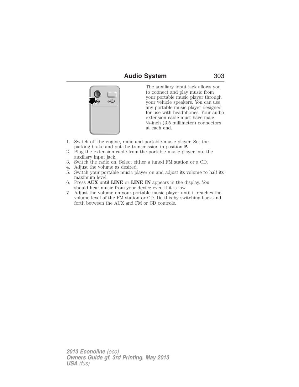 Audio system 303 | FORD 2013 E-450 v.3 User Manual | Page 304 / 444
