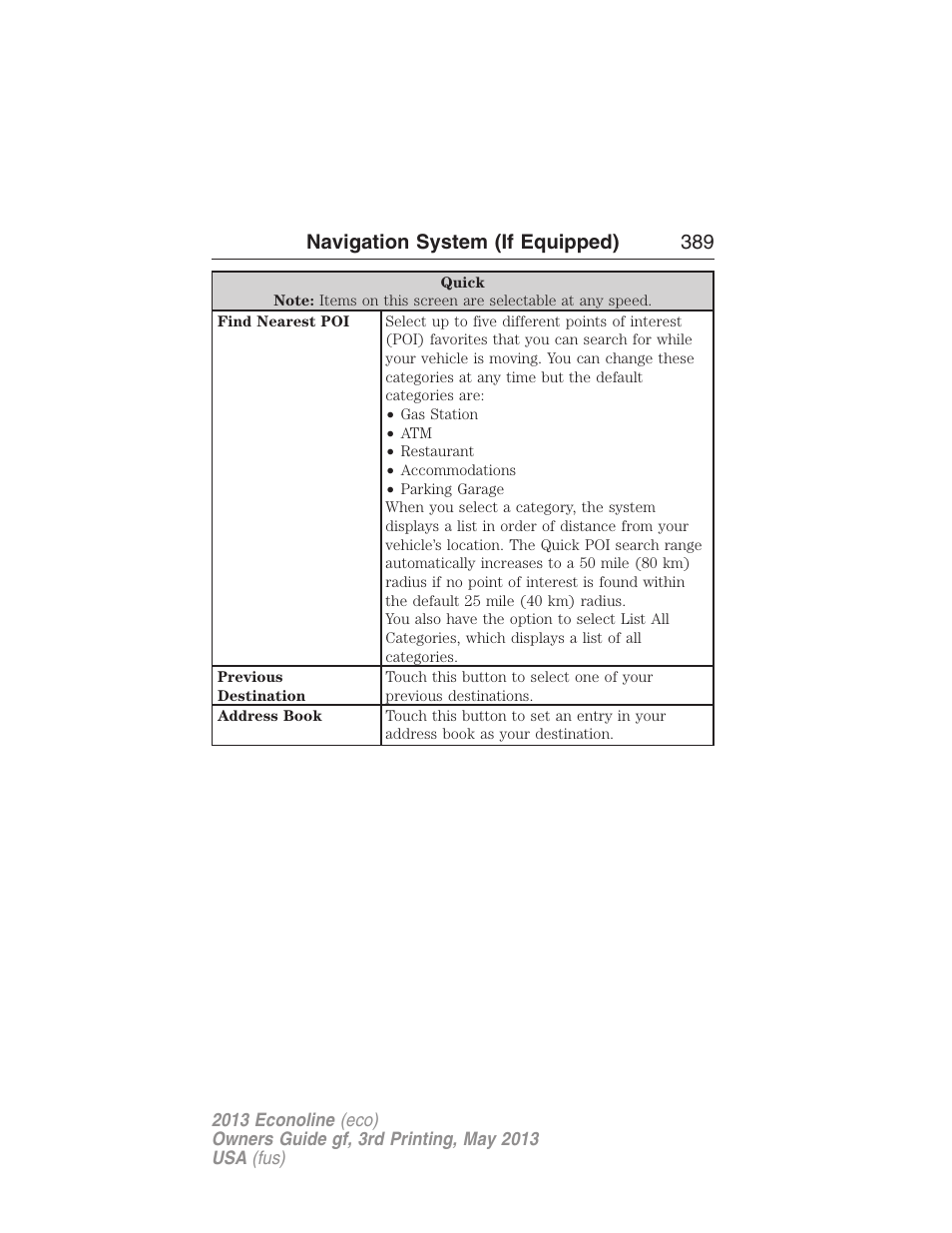 Navigation system (if equipped) 389 | FORD 2013 E-450 v.3 User Manual | Page 390 / 444