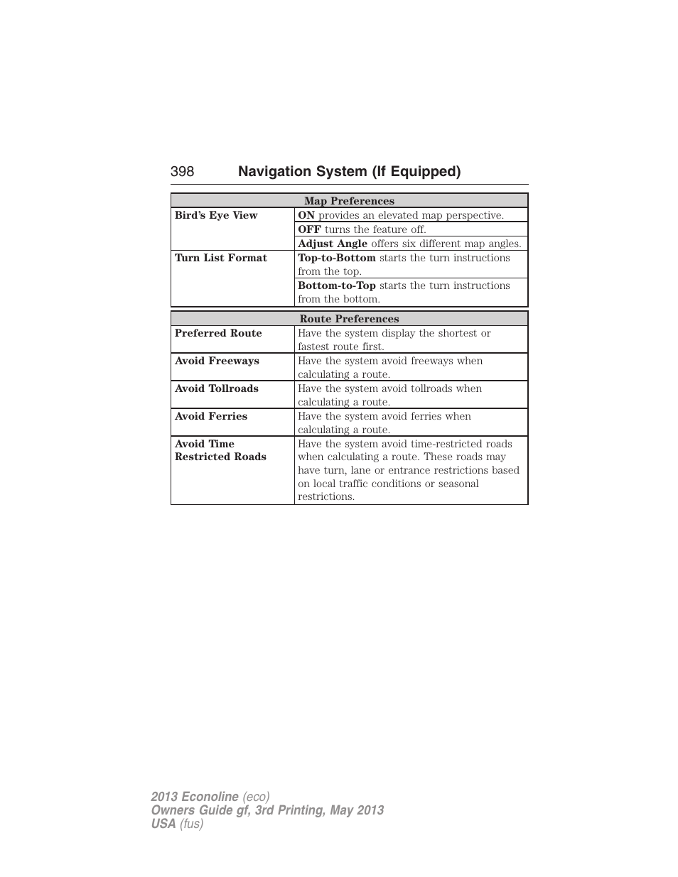 398 navigation system (if equipped) | FORD 2013 E-450 v.3 User Manual | Page 399 / 444