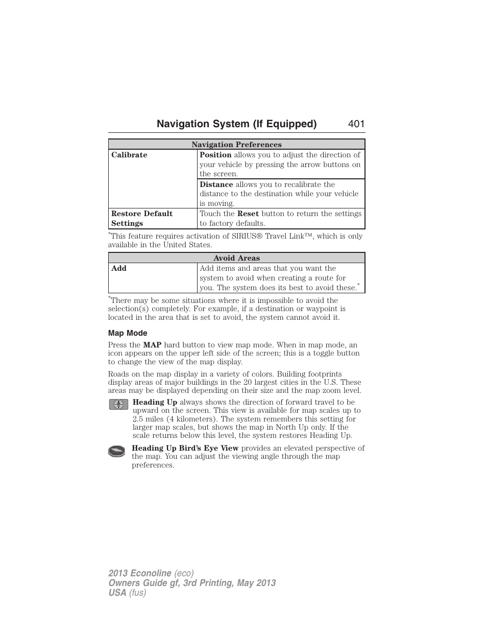 Map mode, Navigation system (if equipped) 401 | FORD 2013 E-450 v.3 User Manual | Page 402 / 444