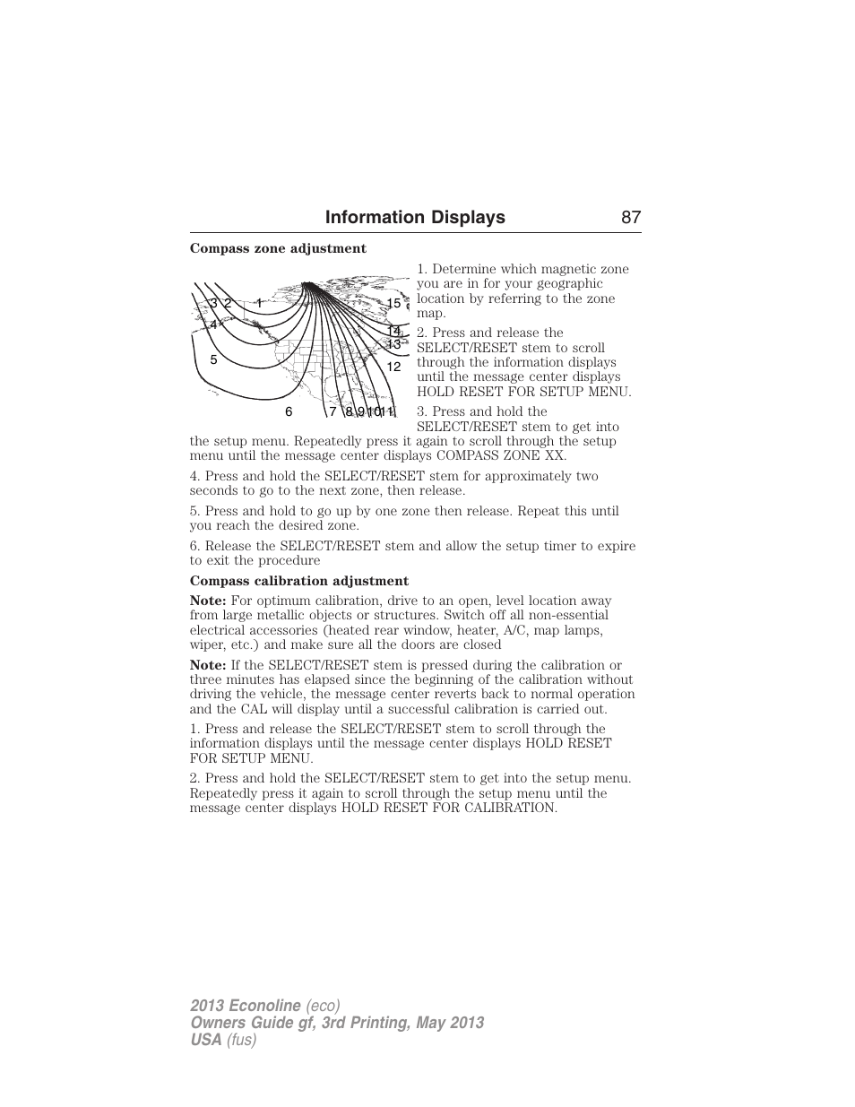 Information displays 87 | FORD 2013 E-450 v.3 User Manual | Page 88 / 444