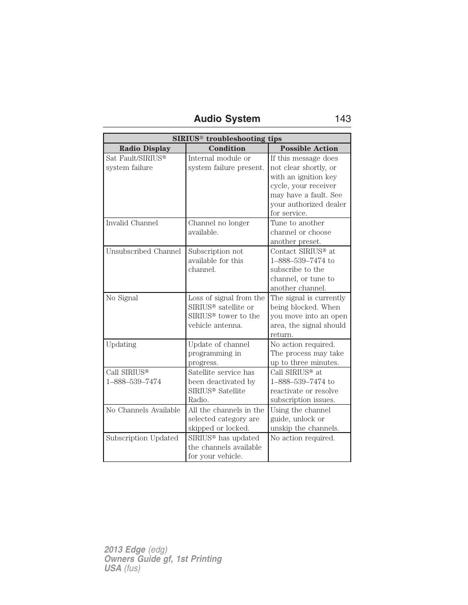 Audio system 143 | FORD 2013 Edge v.1 User Manual | Page 143 / 526