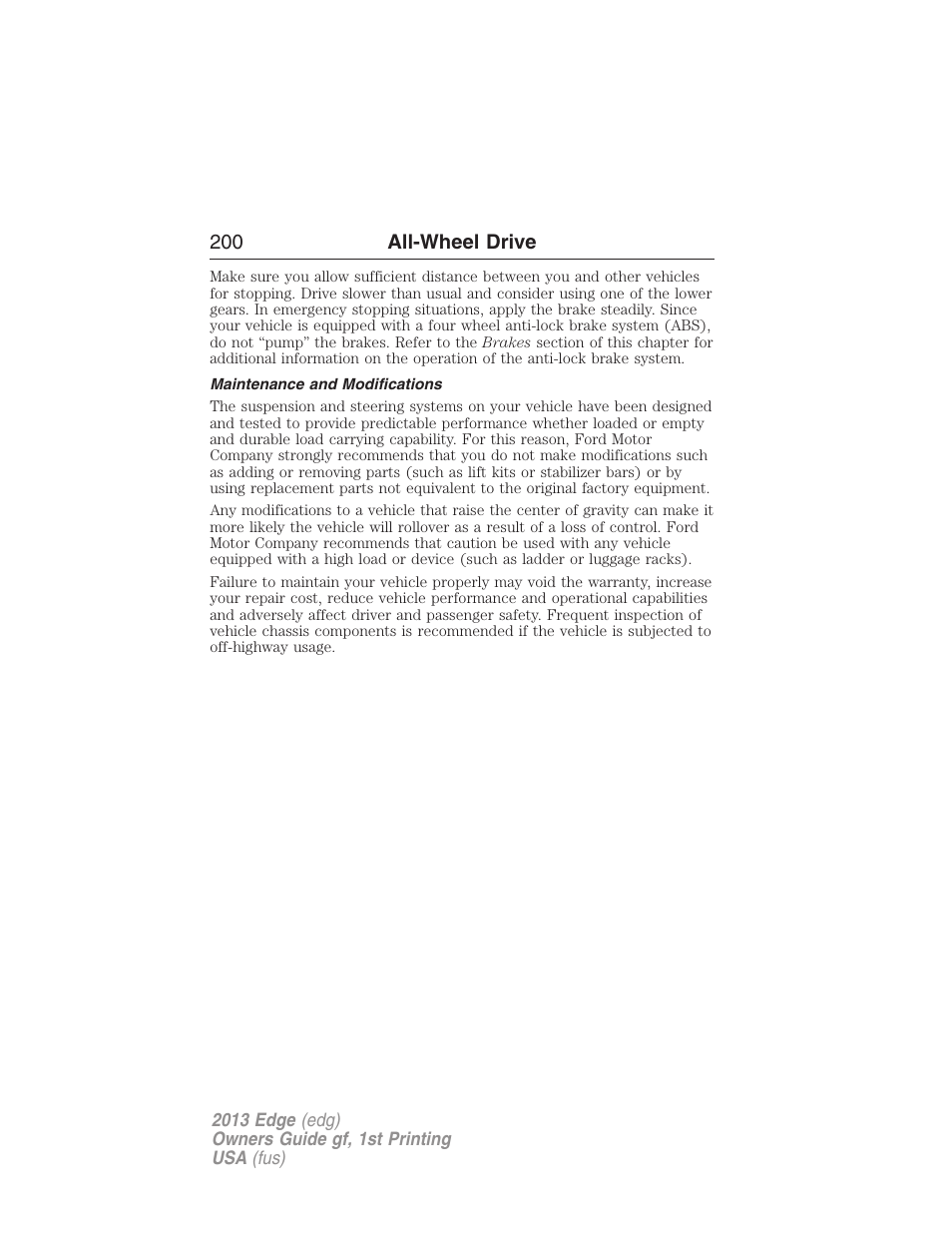 Maintenance and modifications | FORD 2013 Edge v.1 User Manual | Page 200 / 526